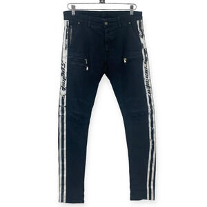 Rockstar Sushi Original Skinny Jeans Mens Size 30 Black Stripes Cotton Dark Wash
